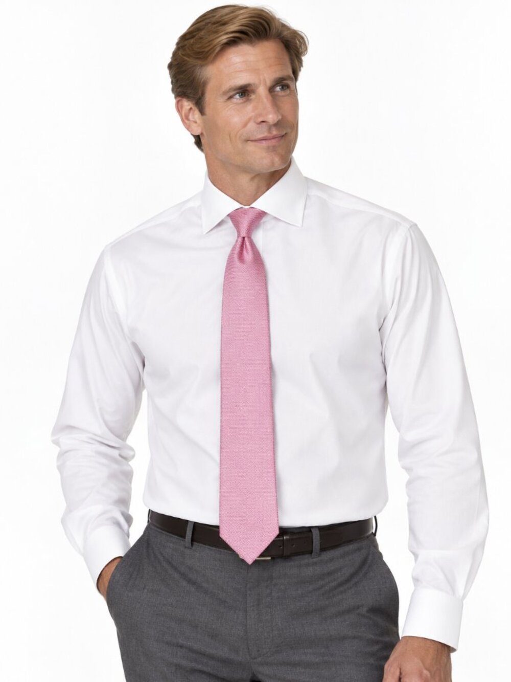 Refined Essential! Brooks Brothers 346 White Textured Dress Shirt Slim Fit